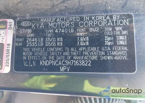 2017 Kia Sportage Ex z USA, uszkodzony, nr VIN KNDPNCAC3H7163822